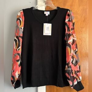 NWT Lularoe Penny Mixed Media Sleeve Top Small